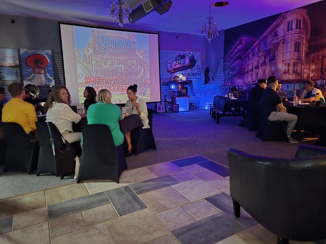 After-hours membership lounge with seating at District425